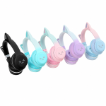 هدفون بلوتوثی گربه‌ای مدل PM-35 | Cat Ear Wireless Headphones با نورپردازی LED - تصویر 3